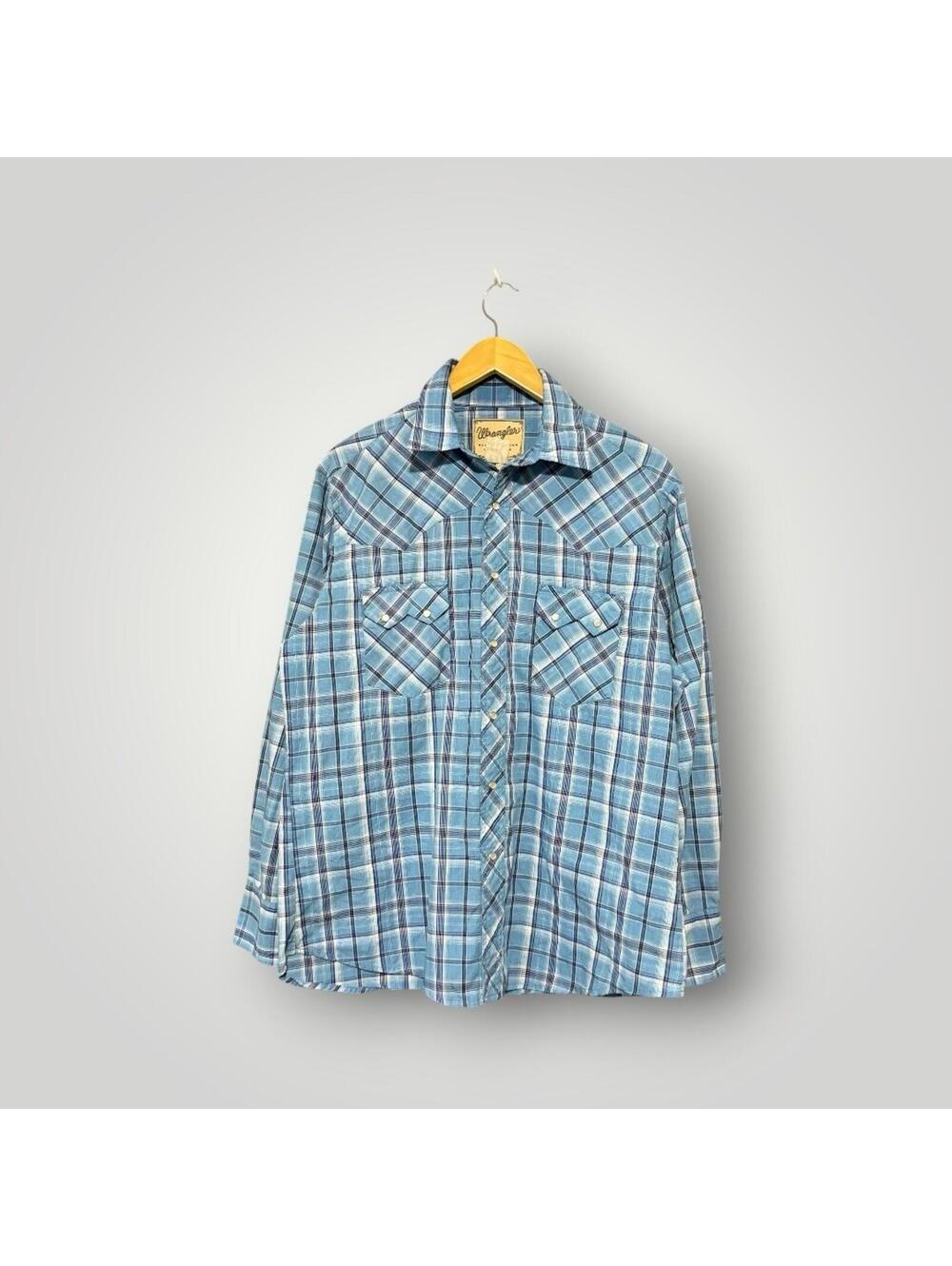 Wrangler Western Fashion Snap Shirt Plaid Long Sleeve XL Men’s